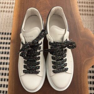 Alexander McQueen White Sneakers with Colorful Laces